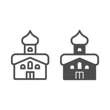 Orthodox Church line and solid icon, Happy Easter concept, Cathedral sign on Stock Illustration