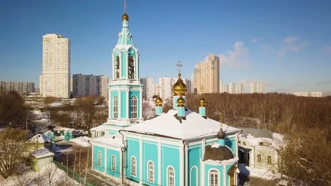 Orthodox Church in Moscow Stock Footage