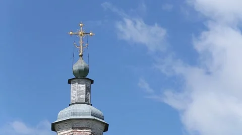 Orthodox church on the sky background time lapse Stock Footage 62802137
