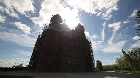 Orthodox church on the sky background time lapse Stock Footage 62802147
