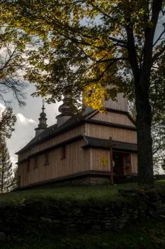 Orthodox church surrounded by trees Stock Photos