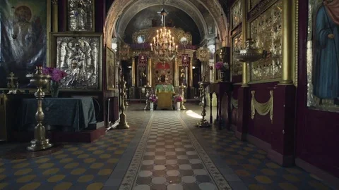 Orthodox Church. a view inside. altar and icons Stock Footage 75954716