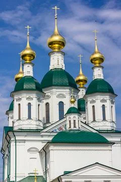 Orthodox complex of buildings in summer Stock Photos