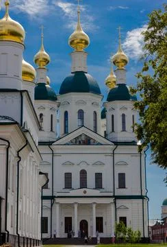 Orthodox complex of buildings in summer Stock Photos