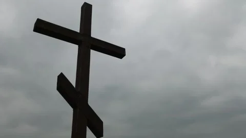 Orthodox cross against a cloudy sky Stock Footage 314805712