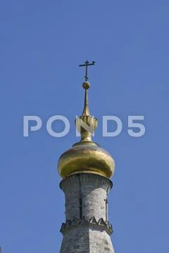 Orthodox cross on cupola Stock Photos