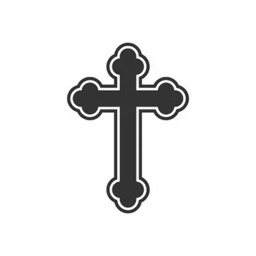 Orthodox cross icon. Flat design. Vector illustration. Illustrazione stock