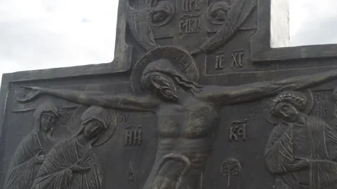 Orthodox cross. Jesus on the cross Stock Footage 132216423