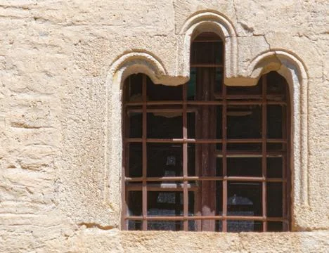 Orthodox curch simple decorated window Stock Photos
