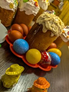 Orthodox Easter celebration food set Stock Photos