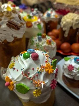 Orthodox Easter celebration food set Stock Photos