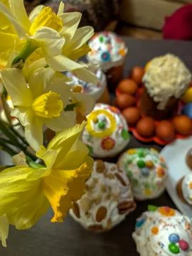 Orthodox Easter celebration food set Stock Photos