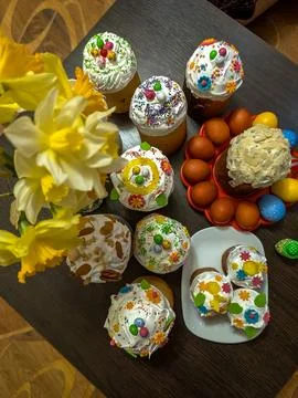 Orthodox Easter celebration food set Stock Photos
