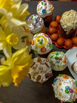 Orthodox Easter celebration food set Stock Photos