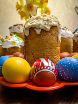 Orthodox Easter celebration food set Stock Photos