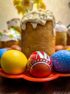 Orthodox Easter celebration food set Stock Photos