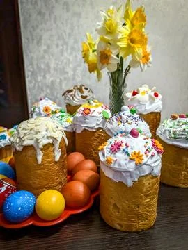 Orthodox Easter celebration food set Stock Photos