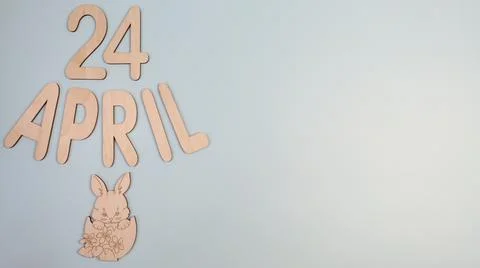 Orthodox Easter date - April 24, decorative wooden elements. Banner. Stock Photos