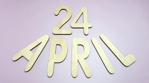 Orthodox Easter date - April 24, decorative wooden elements. Stock Photos