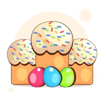 Orthodox Easter with eggs and cakes postcard Stock Illustration