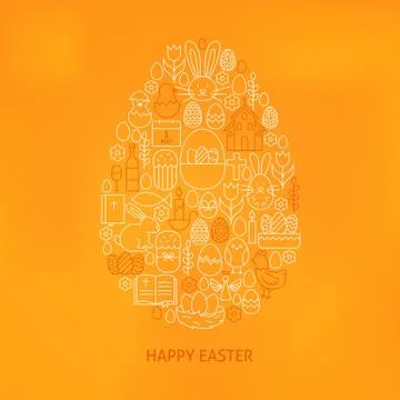 Orthodox Easter Line Icons Set Egg Shape Illustrazione stock