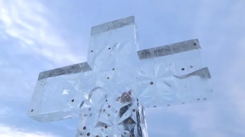 ORTHODOX HOLIDAY OF EPIPHANY. ICE-HOLE ON SMOLINO LAKE. CHELYABINSK.  Stock Footage 59791797