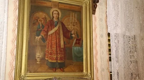 Orthodox icon hanging on the wall Stock-Footage 47748621