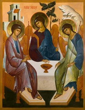 Orthodox icon of the Holy Trinity Stock Photos