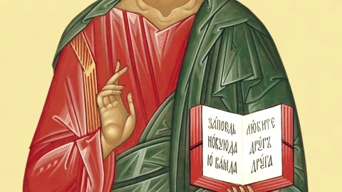 Orthodox icon Jesus Christ Stock Footage 145841780