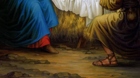 Orthodox icon of the Nativity of Christ Stock Footage 145457473