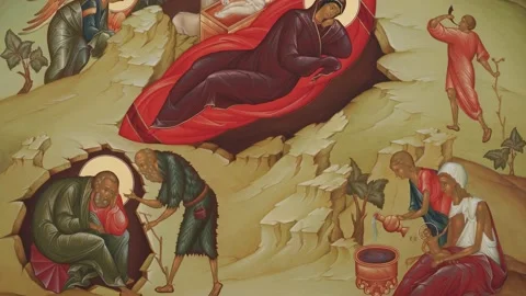 Orthodox icon of the Nativity of Christ Stock Footage 145465333