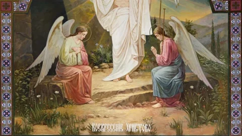 Orthodox icon of the Resurrection of Jesus Christ Stock Footage 145836627