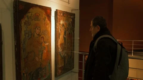 Orthodox icon of Saint Mariam Stock Footage 168694860