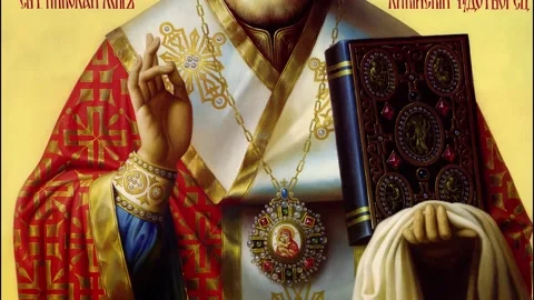 Orthodox icon of St. Nicholas Stock Footage 144574295