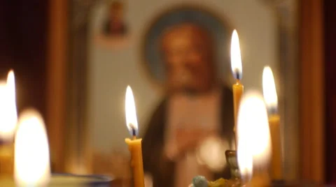 Orthodox icon of St. Seraphim of Sarov Stock Footage 1001053