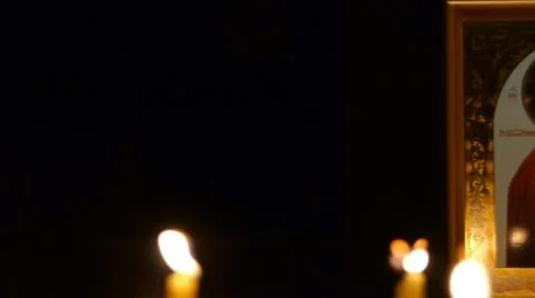 Orthodox icon of the Virgin Comforter Stock Footage 12386871