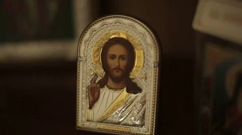 Orthodox Image of Jesus Christ Stock Footage 52532694