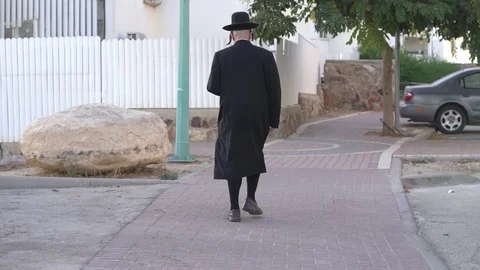 Orthodox Jew Walking away Stock Footage 93800853