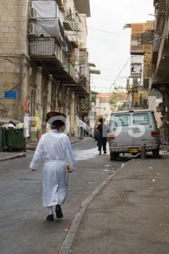 Orthodox Jewish Sukkahs during Sukkot holiday in Jerusalem, Israel Stock Photos