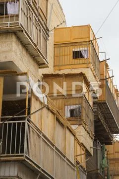 Orthodox Jewish Sukkahs during Sukkot holiday in Jerusalem, Israel Stock Photos