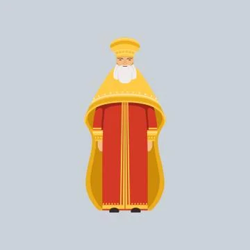 Orthodox Metropolitan in red soutane, representative of religious confession Stock Illustration
