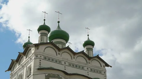 Orthodox monastery with domes and crosses Stock Footage 62651855