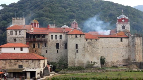 Orthodox monastery on Mount Athos in Greece Video stock 975647