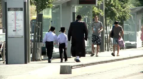Orthodox People in Jerusalem Stock Footage 20158469