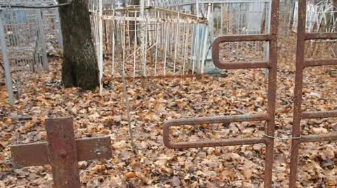 Orthodox (Russian) Cemetery Stock Footage