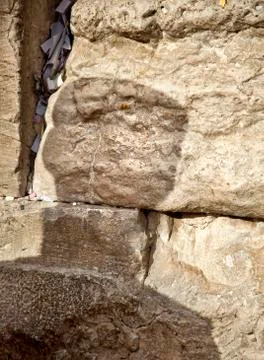 Orthodox shadow on the wailing wall Stock Photos