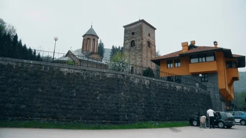 Orthodox Temple Outside, big wall Vídeo Stock 93342860