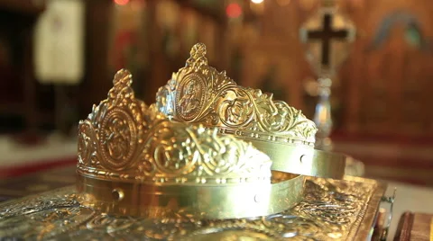 Orthodox wedding crowns Stock Footage 40744215