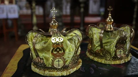 Orthodox wedding crowns Stock Footage 61416147