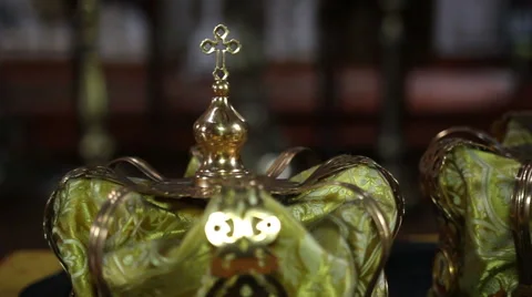 Orthodox wedding crowns Stock Footage 61436671